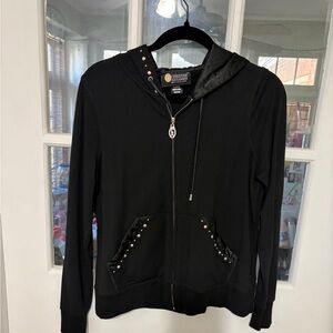 Christine Alexander Black Zipper Hoodie with Studded Pockets